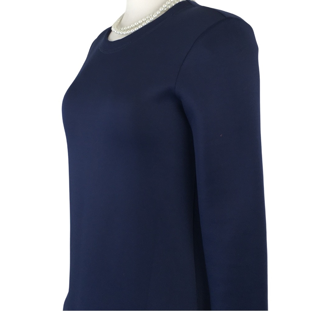 BCBGMaxazria Genesa Flounce Hem Navy Burgundy Color block Mini Dress size Small - Picture 9 of 15